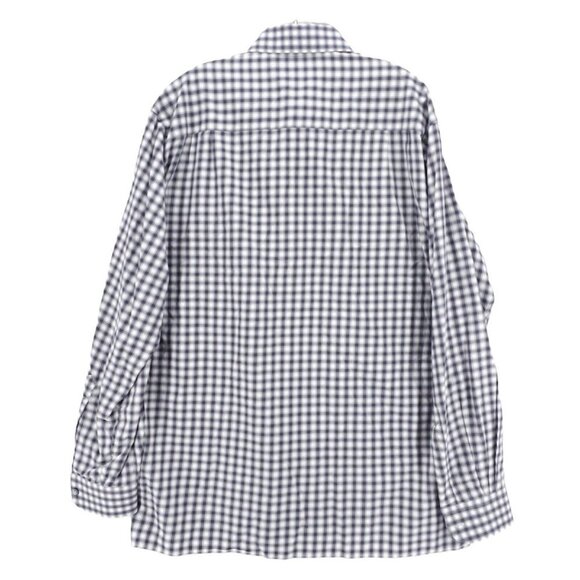 ERMENEGILDO ZEGNA Shirt Gray White Check Plaid 100% Cotton Size XL - Picture 3 of 11
